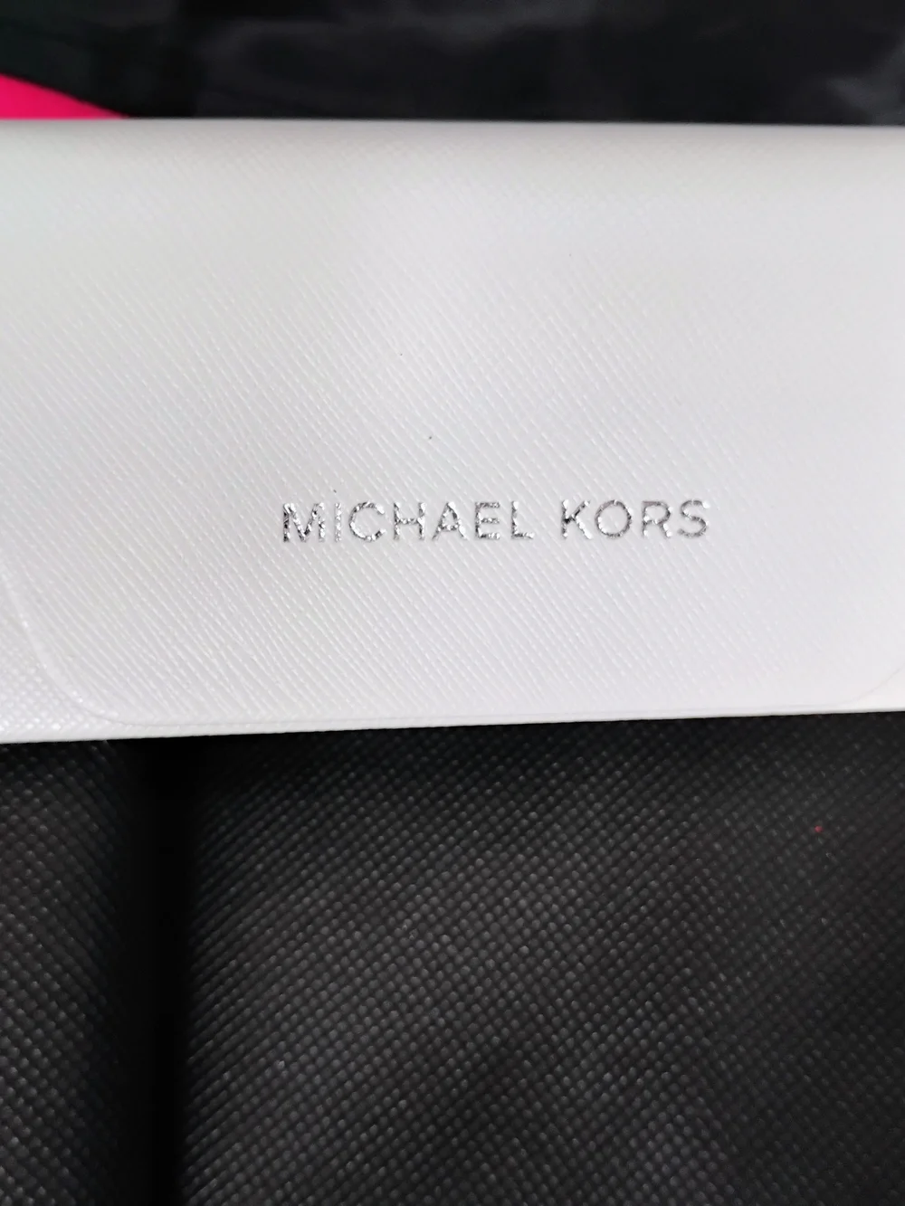 Michael Kors White Eyeglass Case with Silver Logo